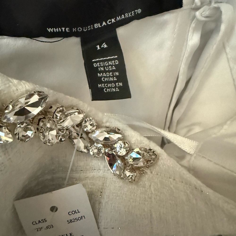 White House Black Market Strapless White Tweed Dress Size 14 - Picture 5 of 10